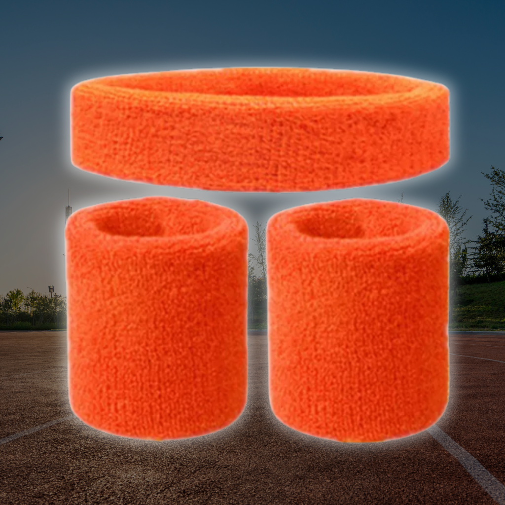 Mandarin Orange, made from a polyester cotton blend with medium to high level elasticity and machine washable (cold), displayed on a grass background.