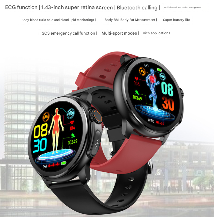 Blue Round 1.3 Touch Screen Smartwatch with Heart Rate & Fitness Tracking"