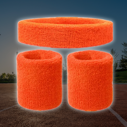 Mandarin Orange, made from a polyester cotton blend with medium to high level elasticity and machine washable (cold), displayed on a grass background.