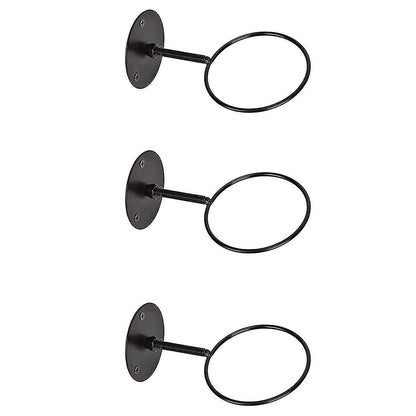 3pcs Wall Mounted Ball Rack Iron Basketball Storage Display Holder Football Rugby Hanging Rack Space Saving - Perfect Black 3pc