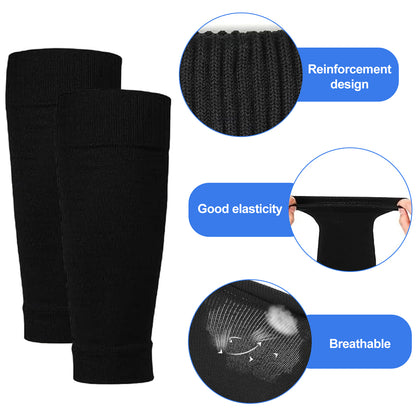 Football Socks with Shin Guards 2 Pairs Black for Children's Football Matches