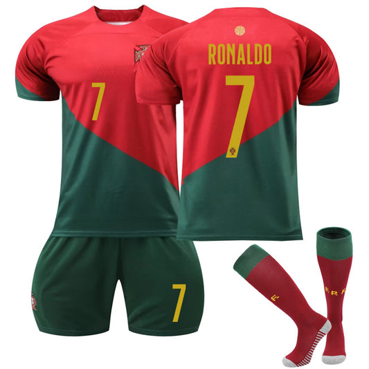 22-23 Portugal Home #7 Ronaldo Football Shirt Costume Children & Adult Kids 22(120-130CM)