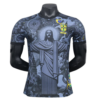 Season 2425 Brazil short-sleeved football shirt quick-drying sportswear Jesus of Brazil, Blue Jesus of Brazil, Blue XXL