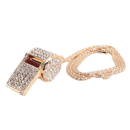 Whistle, metal and rhinestone crystal whistle, shiny with key ring for referees, coaches, teachers
