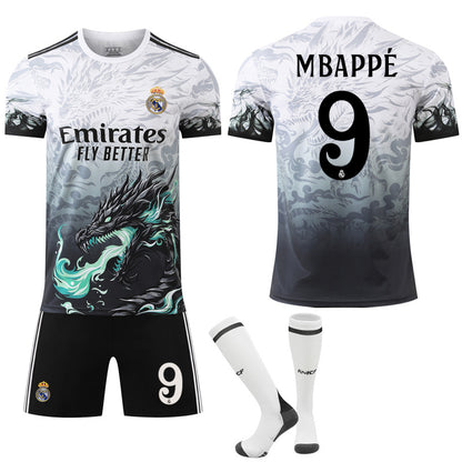 Gos- 2425 Real Madrid Blue Dragon Pattern Special Edition Black Football Shirt 9 MBAPPE 9 MBAPPE 9 MBAPPE #28