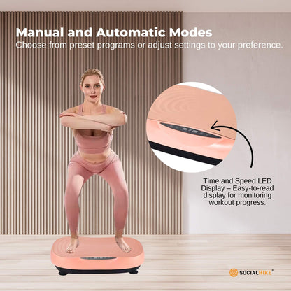 Social Hike Vibration Plate Machine - Vibrating Exercise Platform Pink