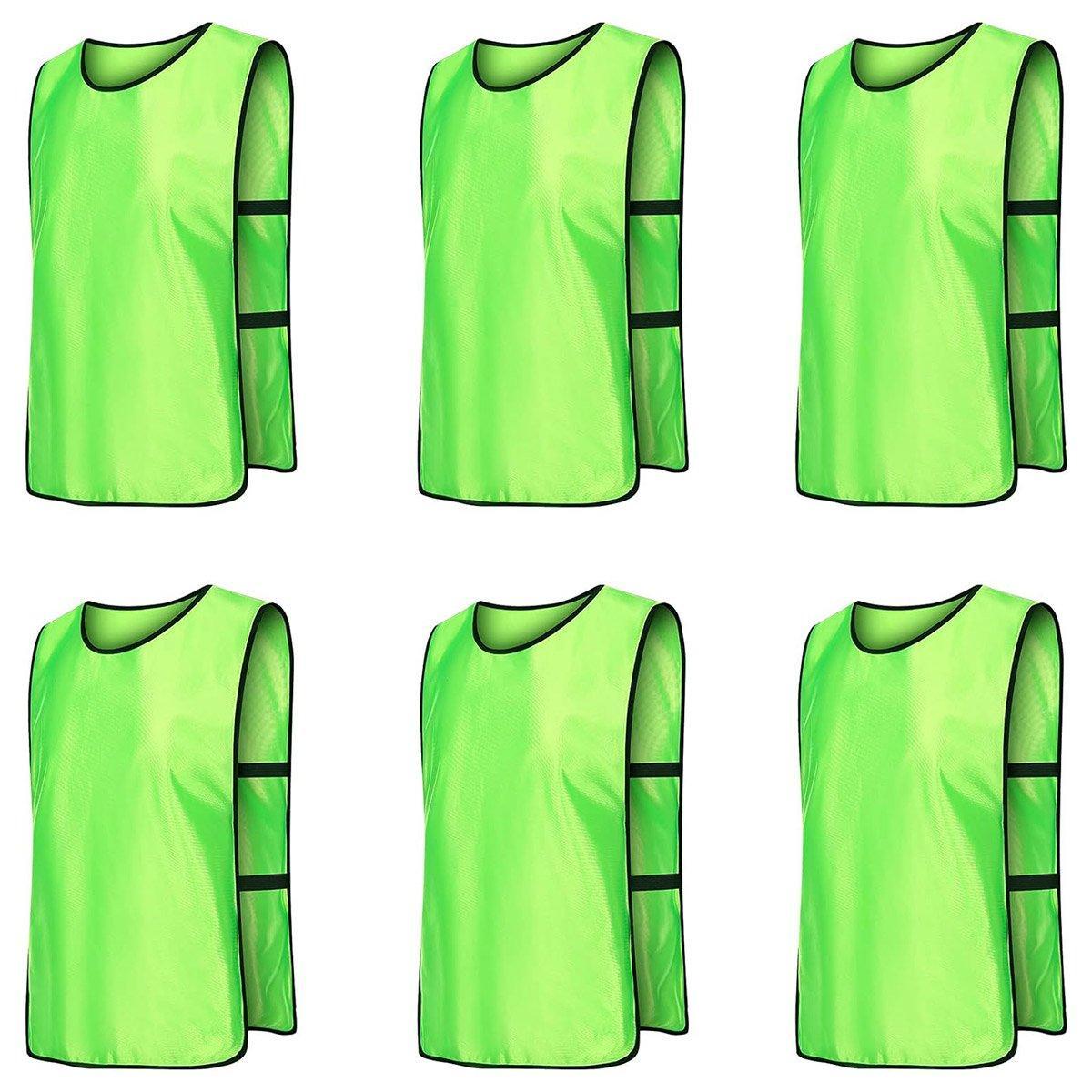 6X Sports Training Bibs Soccer Vests Group Team Bibs Basketball Cricket Football - Grass Green-L