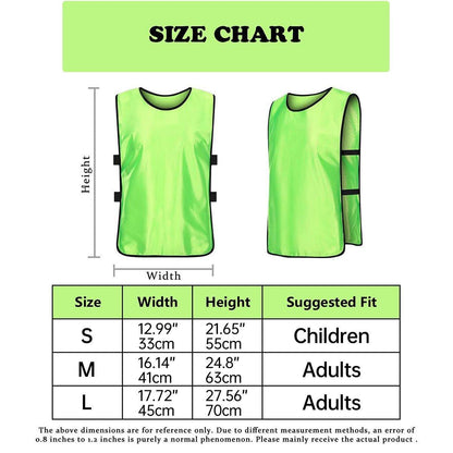 6X Sports Training Bibs Soccer Vests Group Team Bibs Basketball Cricket Football - GrassGreen-M