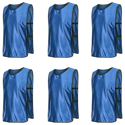 6X Sports Training Bibs Soccer Vests Group Team Bibs Basketball Cricket Football - Lake Blue-M