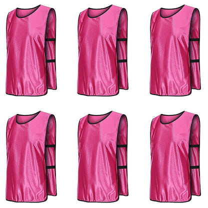 6X Sports Training Bibs Soccer Vests Group Team Bibs Basketball Cricket Football - Pink-M