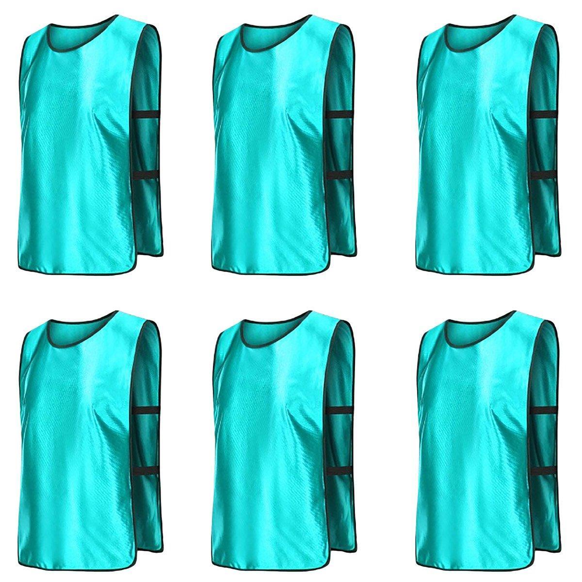 6X Sports Training Bibs Soccer Vests Group Team Bibs Basketball Cricket Football - Red-M