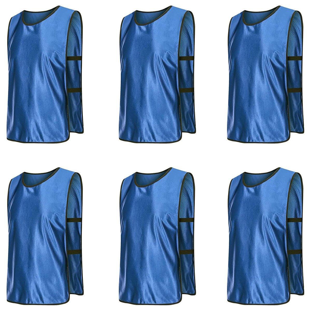 6X Sports Training Bibs Soccer Vests Group Team Bibs Basketball Cricket Football - Grass Green-S